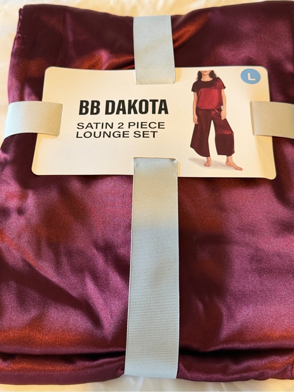 BB Dakota Satin Lounge Set - Burgundy